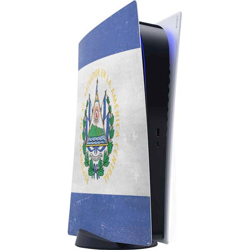 El Salvador Flag Distressed PS5 Digital Edition Console Skin